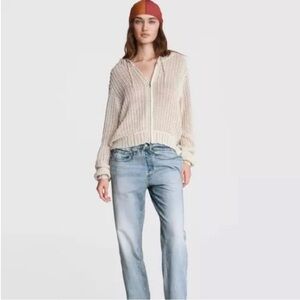 Rag and Bone Miley Hoodie Open Knit Sweater Pointelle Zip Front Sz XS NEW